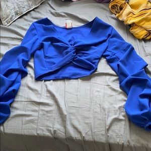 Crop tip royal blue shirt